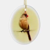 Vrouw Kardinaal zongvogel Keramisch Ornament (Rechts)