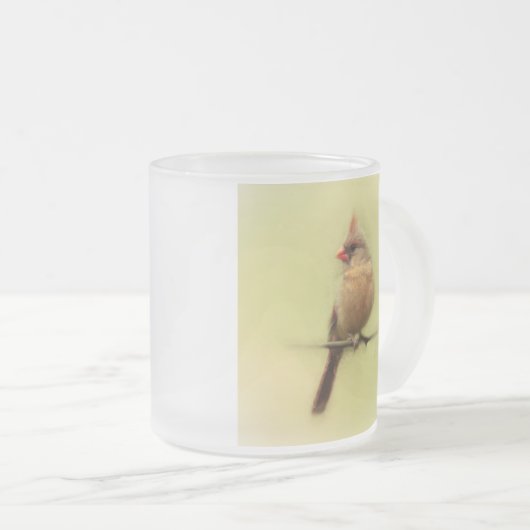 Vrouw Kardinaal zongvogel Matglas Koffiemok (Voorkant rechts)