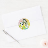Vrouw, Kat, Dier Ronde Sticker (Envelop)