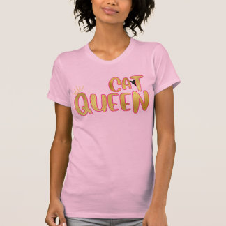 Vrouw Kat Koningin met Metallic Gouden Kroon T-shirt