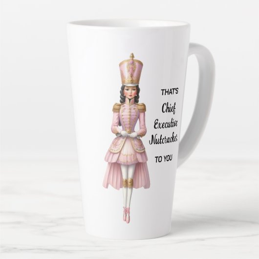 Vrouw Kerst Notenkraker Roze & Goud Latte Mok (Rechterhoek)