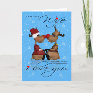 Vrouw Kerst Wenskaart met rendier Feestdagen Kaart
