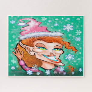 Vrouw Kerstmis Elf Jigzaag Puzzle Legpuzzel