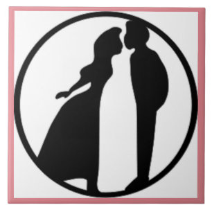 VROUW KISSING MAN TEGELTJE