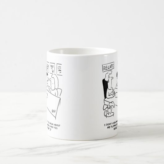 Vrouw klaagt dat hij gokt met kaarten koffiemok (Center)