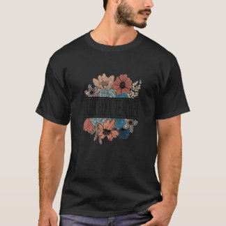 Vrouw kleuterlerares Retro bloem lerares T-shirt