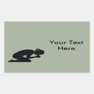 Vrouw Kneeling in Prayer. Pray zonder stopzetting Rechthoekige Sticker