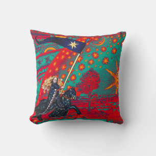 VROUW KNIGHT OF STARS HORSEBACK IN FLAMMARION Red Kussen