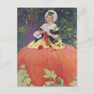 Vrouw Knitting in Pumpkin Briefkaart