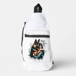 Vrouw knuffelen Duitse herder met nooit verlaten m Sling Bag