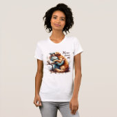 Vrouw knuffelhond t-shirt (Voorkant volledig)