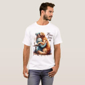 Vrouw knuffelhond t-shirt (Voorkant volledig)