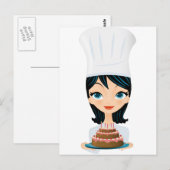 Vrouw kok Birthday cake Briefkaart (Voorkant / Achterkant)