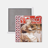 Vrouw Koken, Alphonse Mucha Magneet (Voorkant / Achterkant)