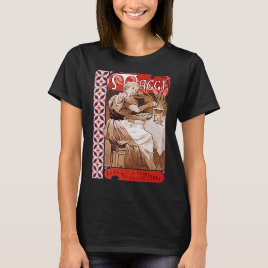 Vrouw Koken, Alphonse Mucha T-shirt (Voorkant)