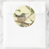 Vrouw kolibrie in haar nest ronde sticker (Tas)