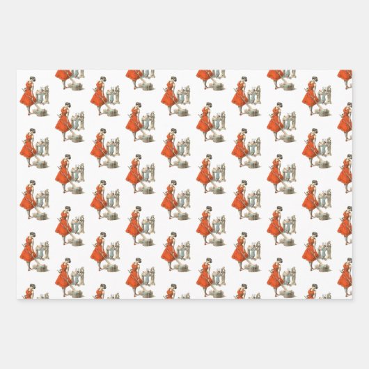 Vrouw Krampus inpakpapier set (Voorkant)