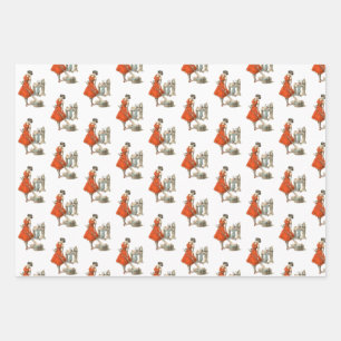 Vrouw Krampus inpakpapier set Vel