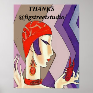  vrouw kreeft Abstract Poster