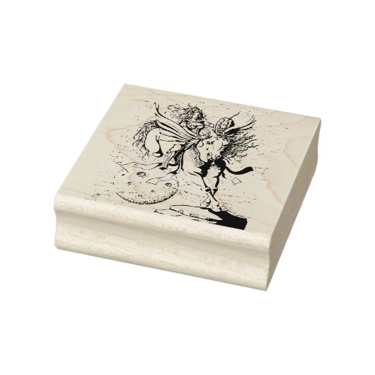 VROUW KRIJGER, VLIEGEND PAARD PEGASUS FANTASY HERO RUBBERSTEMPEL (Stempel)