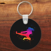 Vrouw krijgskunst, high Kick, schilderspier Sleutelhanger (Voorkant)