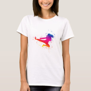 Vrouw krijgskunst, high Kick, schilderspier T-shirt