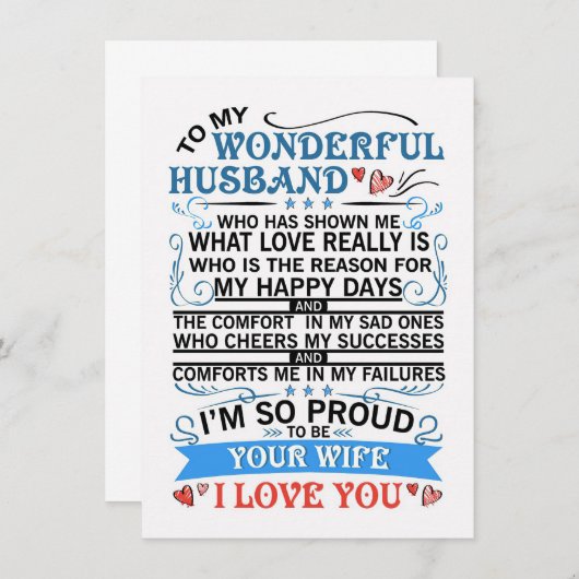 Vrouw Kunst aan mijn geweldige man Kaart (Voorkant / Achterkant)