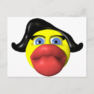 Vrouw kus geel briefkaart