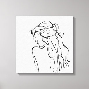 Vrouw Lady Girl-tekening Canvas Afdruk