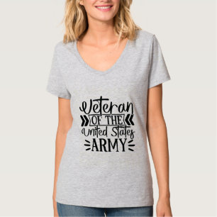 Vrouw Leger Veteraan Trots Militair V-Hals T-shirt