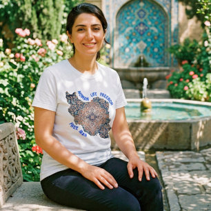 Vrouw Leven Vrijheid   Perzisch Tapijt Blauw T-shirt