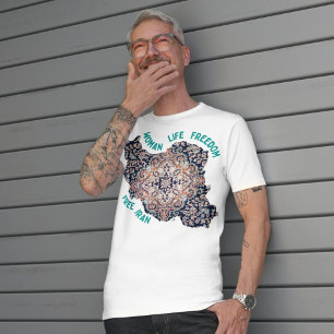 Vrouw leven vrijheid Perzisch tapijt groen T-shirt