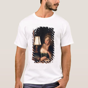 Vrouw: Lezen door een Papierbel Shade, 1766 (olie T-shirt