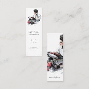 Vrouw lezen mini visitekaartje