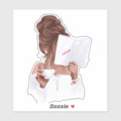 Vrouw Lezen van een boek Koffie Mode Trendy Custom Sticker (Vel)