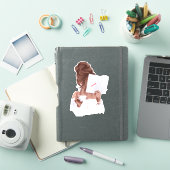Vrouw Lezen van een boek Koffie Mode Trendy Custom Sticker (iPad Cover)