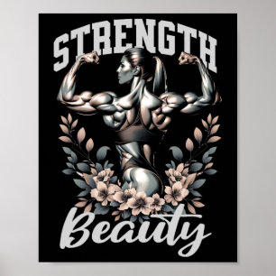 Vrouw lichaamsbouw en bodybuilding kracht en beau poster