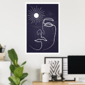 Vrouw Lijn Moderne Middeleeuwse Kunst Poster (Thuiskantoor)