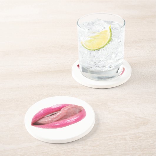 Vrouw lippen zandsteen onderzetter (Zijkant)