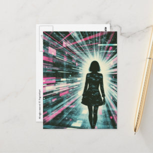 Vrouw loopt verloren in het algoritme briefkaart