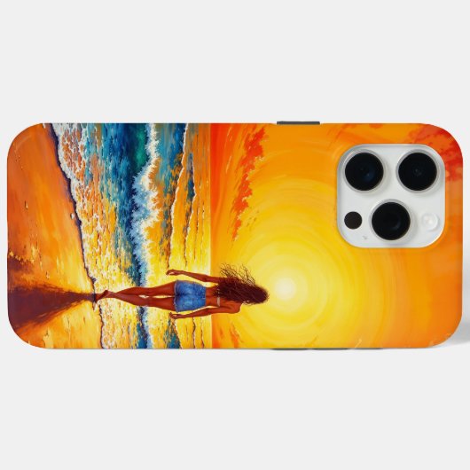 Vrouw lopen oceaan strand warme zonsondergang Case-Mate iPhone case (Achterkant (horizontaal))