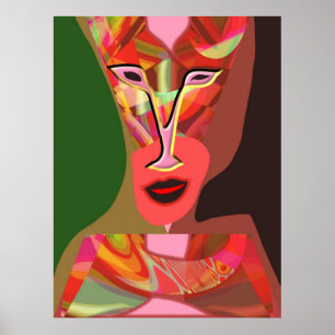 Vrouw luistert naar hete muziek poster