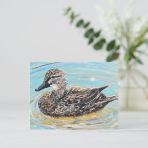 Vrouw Mallard Duck Painting Briefkaart