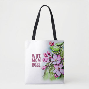 Vrouw Mam Baas, Roze Bloemen Draagtas
