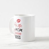 Vrouw, Mam, Koningin, Baas met Rode Lippen Mok (Voorkant links)