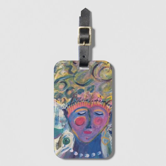 Vrouw marcheert naar eigen drummer bagagelabel (Voorkant (verticaal))