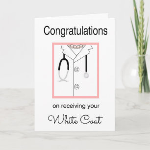 Vrouw Medische Witte Jas Gefeliciteerd Kaart