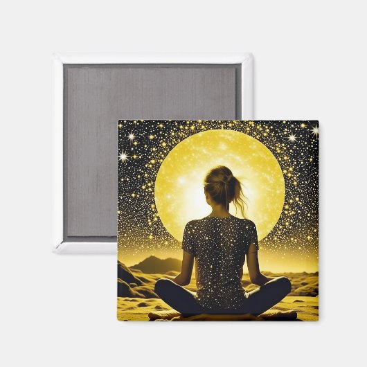 Vrouw Meditatie Onder de Maan Celestial Magneet (Voorkant / Achterkant)