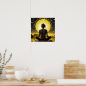 Vrouw Meditatie Onder de Maan Celestial Poster (Keuken)