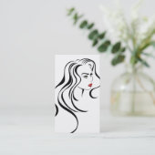 Vrouw meisje met golvend haar en makreel visitekaartje (Staand voorkant)